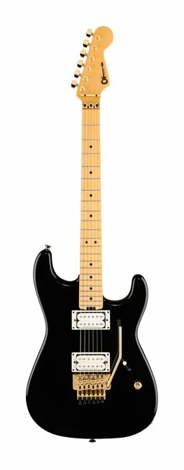Charvel Am NC SD1 HH FR GBLK ujęta od przodu na neutralnym tle