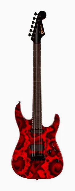 Charvel DK24 HS GT Red Snakeskin widziana od przodu