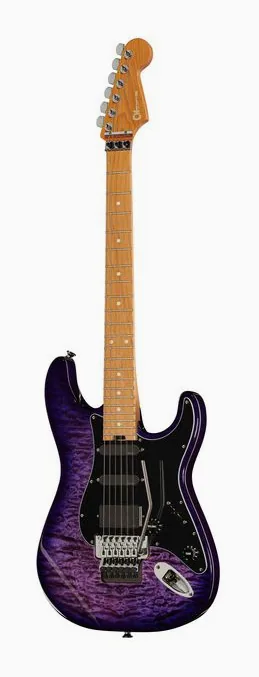Charvel Marco Sfogli So-Cal St1 HSS FR ujęta od przodu na neutralnym tle