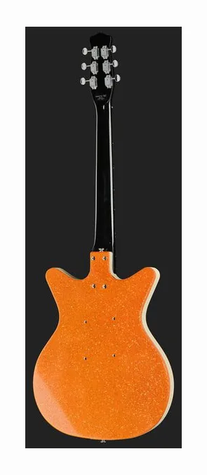 Danelectro 59M NOS+ Orange Metalflake, korpus i lakier z bliska