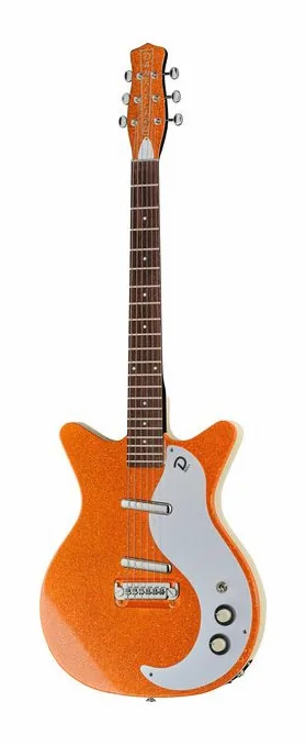 Danelectro 59M NOS+ Orange Metalflake z bliska od przodu