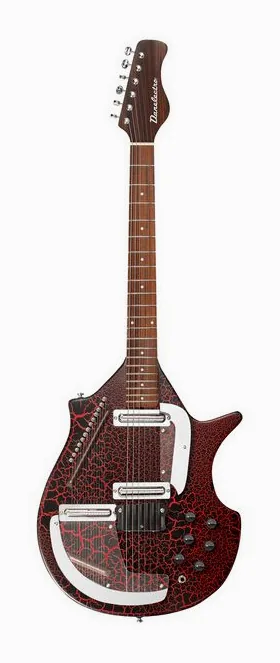 Danelectro Sitar Red Crackle z bliska od przodu