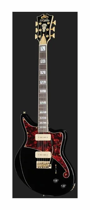 DAngelico Deluxe Bedford Solid Black, główka z kluczami i logo