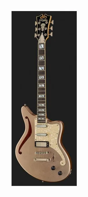 DAngelico Deluxe Bedford SH Desert Gold, gryf i podstrunnica z boku
