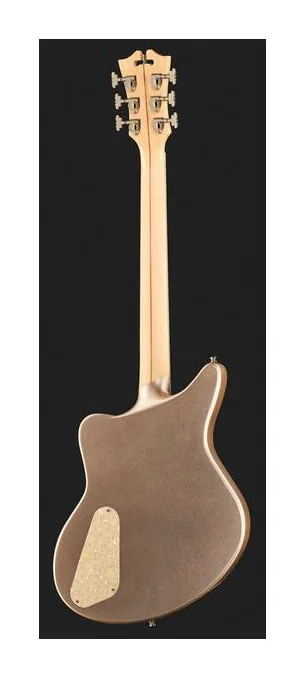 DAngelico Deluxe Bedford SH Desert Gold, główka z kluczami i logo