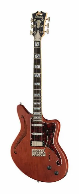 DAngelico Deluxe Bedford SH Matte Walnut ujęta od przodu na neutralnym tle
