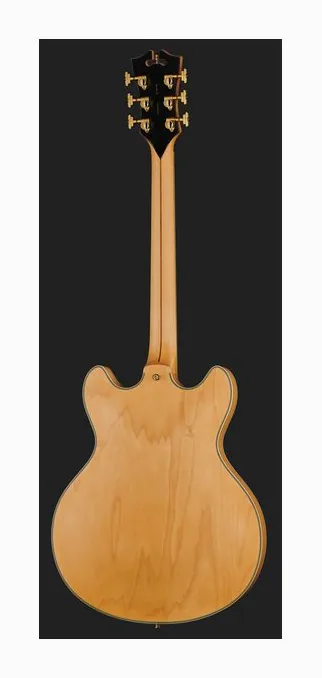 DAngelico Deluxe DC Satin Honey, gryf i podstrunnica z boku