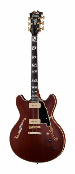 DAngelico Deluxe DC Satin Trans Wine z bliska od przodu