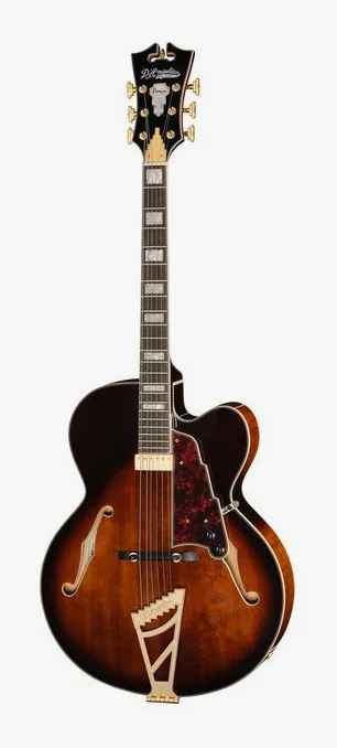 DAngelico Premier EXL1 Brown Burst z bliska od przodu