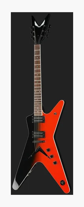 Dean Guitars ML 79 Red Black Fade, główka z kluczami i logo
