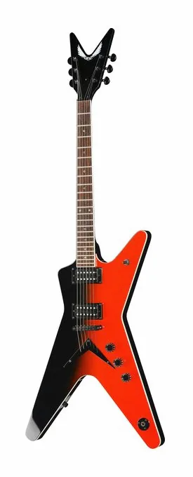 Dean Guitars ML 79 Red Black Fade ujęta od przodu na neutralnym tle