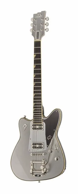 Duesenberg Falken Tremolo Silver sfotografowana frontalnie