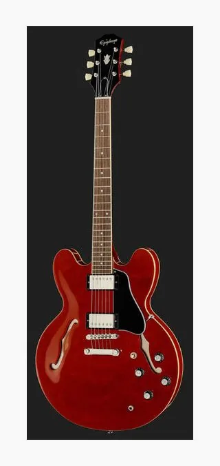 Epiphone ES-335 Cherry sfotografowana frontalnie