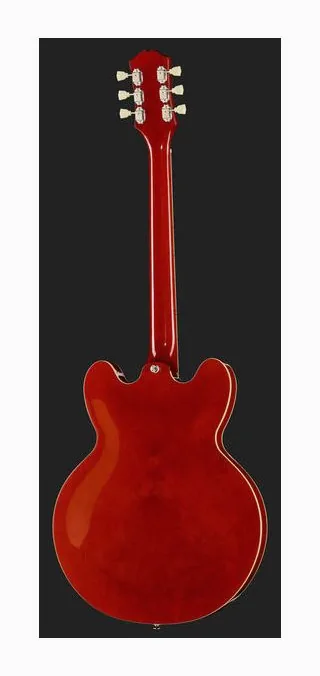 Epiphone 1962 ES-335 Reissue Vintage Bu ujęta od przodu na neutralnym tle
