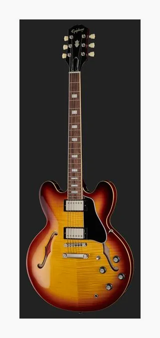 Epiphone ES-335 Figured Blueberry Burst, linie korpusu z góry