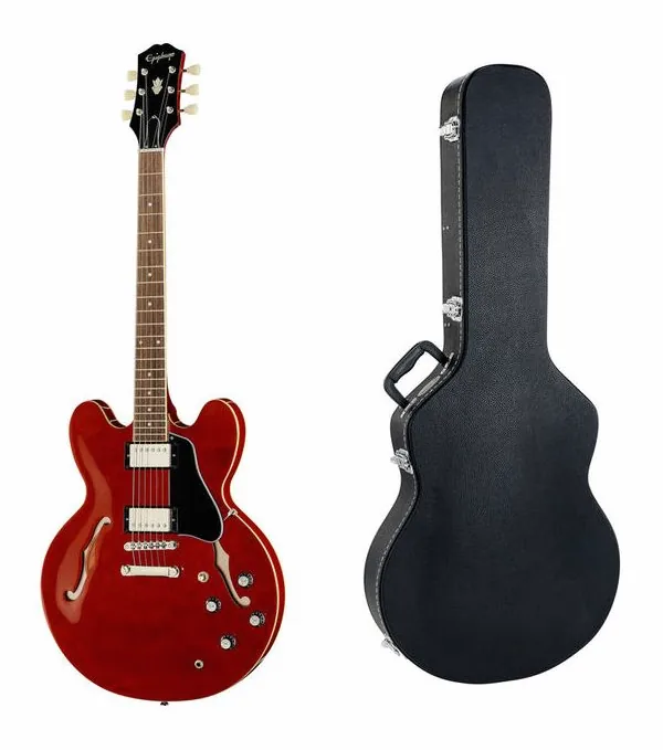 Epiphone ES-335 Cherry w/Case widziana od przodu