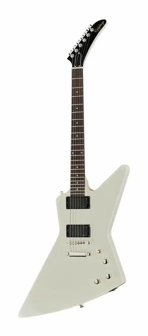Epiphone Explorer 80s EMG Classic White widziana od przodu
