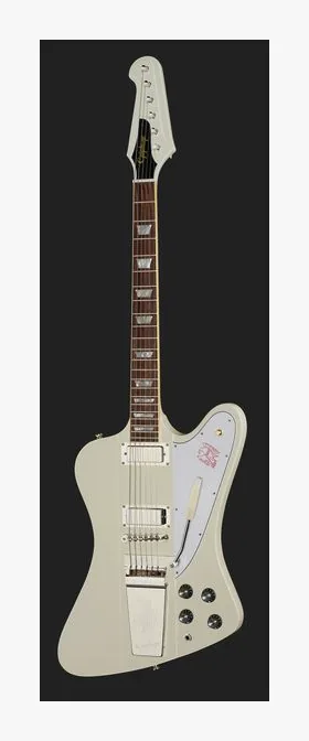 Epiphone 1963 Firebird V Ember Red ujęta od przodu na neutralnym tle