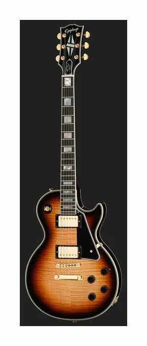 Epiphone IGC Les Paul Custom AS ujęta od przodu na neutralnym tle