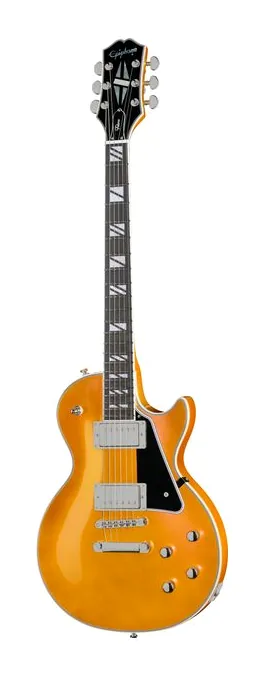 Epiphone Les Paul Standard 50s Goldtop ujęta od przodu na neutralnym tle