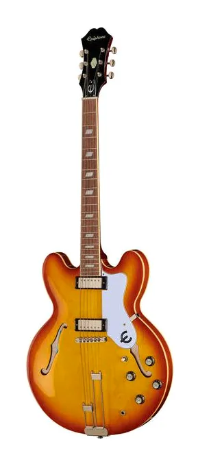 Epiphone Riviera Royal Tan ujęta od przodu na neutralnym tle