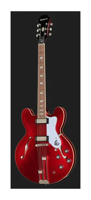 Epiphone Riviera Sparkling Burgundy, korpus i lakier z bliska