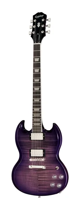 Epiphone SG Modern Figured Purple Burst z bliska od przodu