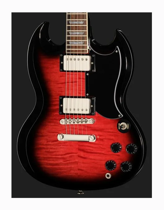 Epiphone SG Tribute Plus EB LH sfotografowana frontalnie