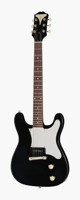 Epiphone USA Coronet Ebony ujęta od przodu na neutralnym tle