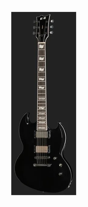 ESP E-II Viper Black, główka z kluczami i logo