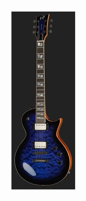 ESP Eclipse QM Dark Blue Sunburst, główka z kluczami i logo
