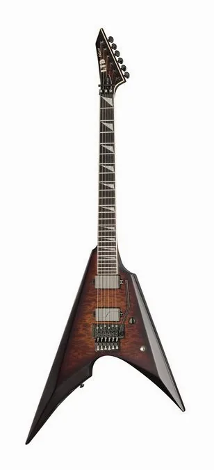 ESP LTD Arrow QM Dark Brown Burst widziana od przodu