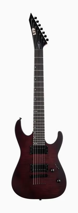 ESP LTD M-207B DX Crimson Satin z bliska od przodu