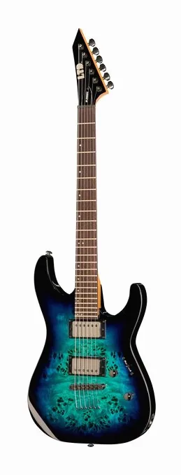 ESP LTD M-200DX NT BLB ujęta od przodu na neutralnym tle