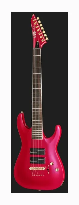ESP LTD SC-608 Baritone YEL ujęta od przodu na neutralnym tle