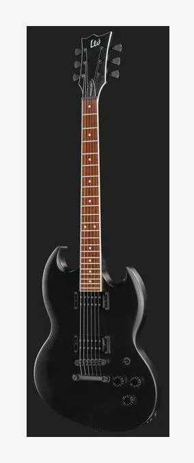 ESP LTD Volsung Oxblood Satin ujęta od przodu na neutralnym tle