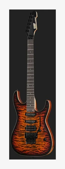 ESP M-III FR QM FSH BH Tiger Eye, główka z kluczami i logo