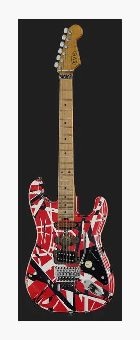 Evh Frankie Striped MN Relic R/W/B, linie korpusu z góry