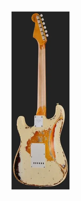 Fender 61 Strat SHR Aged V White 3TSB, przełącznik przetworników i gniazdo wyjściowe
