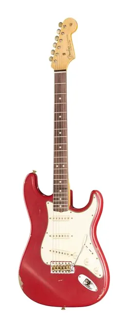 Fender 63 Strat RW Black Relic HSS sfotografowana frontalnie