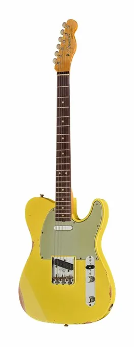 Fender 63 Tele Relic Canary Yellow ujęta od przodu na neutralnym tle