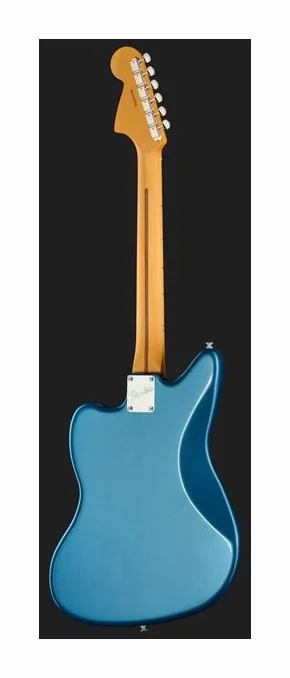 Fender Am Pro Clsc Jaguar MN FLPB, główka z kluczami i logo