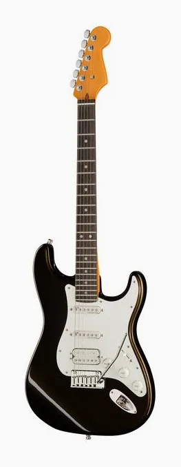 Fender Am Ultra II Strat HSS EB TXT ujęta od przodu na neutralnym tle