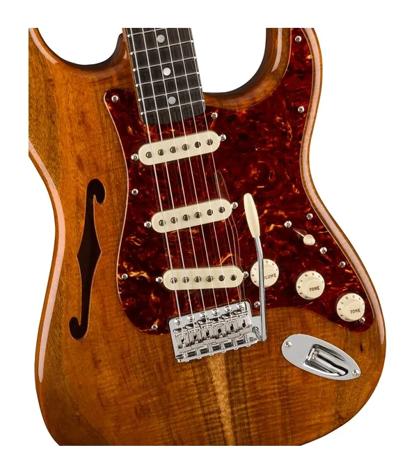 Fender Artisan Koa Thinline Strat AN, główka z kluczami i logo