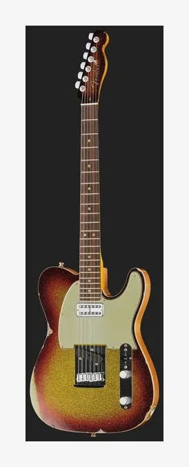 Fender Custom Tele 3TSB Sparkle Relic, główka z kluczami i logo