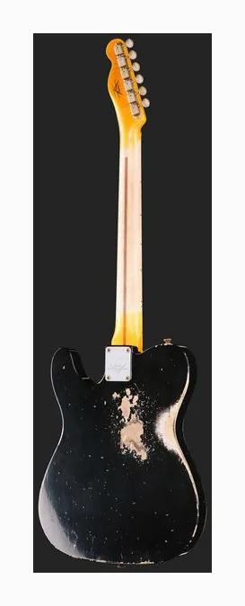 Fender LTD CuNife Tele HR Aged Black, główka z kluczami i logo