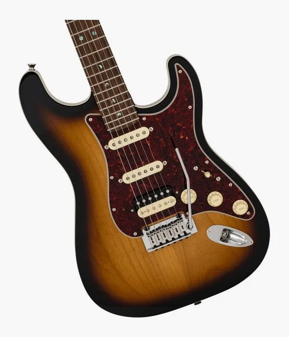 Fender MIJ Act Modern Strat HSS 2TS, korpus i lakier z bliska