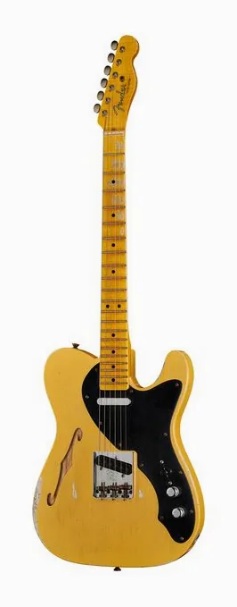 Fender Tele Blackguard Thinline Relic ujęta od przodu na neutralnym tle
