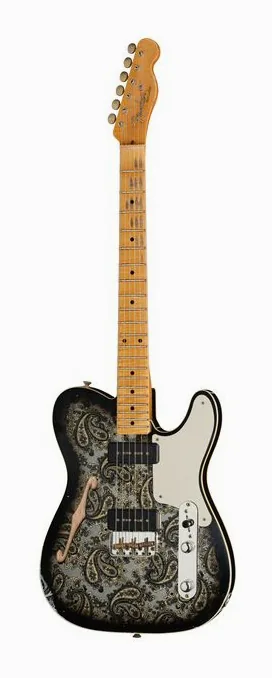 Fender Tele Dual P90 Black Paisley z bliska od przodu