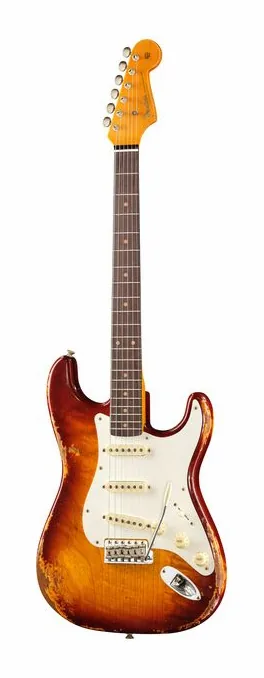 Fender Troposphere Strat TSB ujęta od przodu na neutralnym tle
